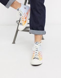 Chuck Taylor All Star Archival Leopard and Flame Print Hi sneakers in multi-Blue