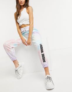 oversized sweatpants in pastel tie dye-Multi