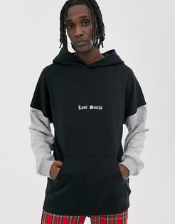 CRL By Corella hoodie in black with contrast gray sleeves