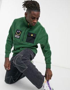 fleece sweatshirt with nylon chest pocket-Green