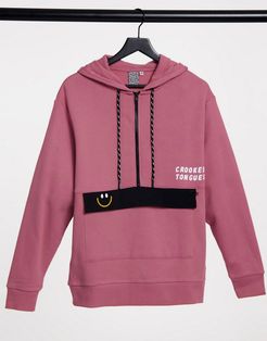 hoodie with large pocket in pink