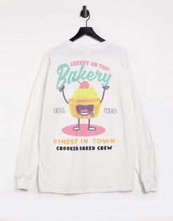 long sleeve T-Shirt with bakery back print in white