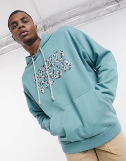 oversized hoodie with large front logo in blue