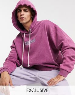 oversized pink hoodie in acid wash with chest logo