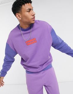 set sweatshirt with purple cut & sew