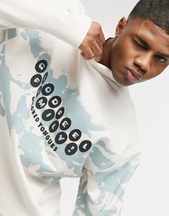 sweatshirt with blue wash and goodfeel family print-White