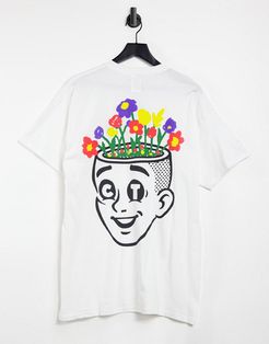 T-shirt with flower head back print in white