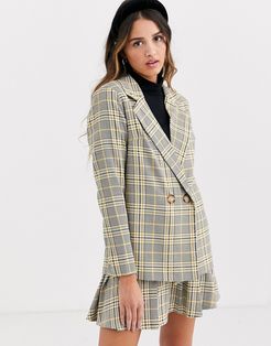 double breasted blazer in check two-piece-Multi