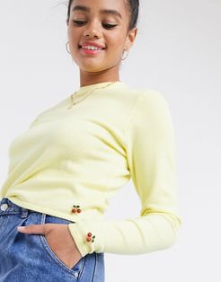 knitted sweater with cherry detail-Yellow