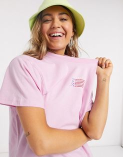 oversized t-shirt dress with los angeles print-Pink