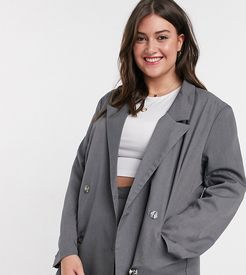 dad blazer longline two-piece-Grey