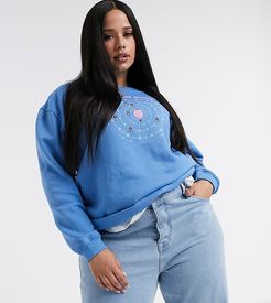 oversized sweatshirt with astrology graphic-Blue