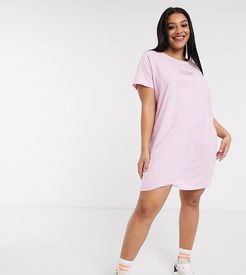 oversized t-shirt dress with los angeles print-Pink