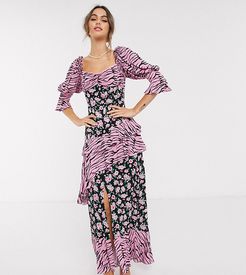 milkmaid maxi in grunge floral animal mix-Multi