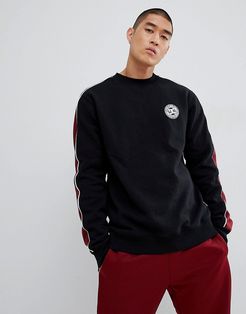 Sweatshirt with Sleeve Stripe in Black