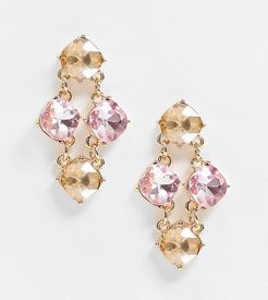 earrings with jewel and chain mix-Gold