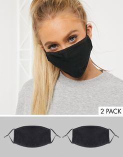 Exclusive 2 pack face covering with adjustable straps in black