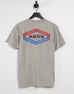 loco t-shirt with back print in gray heather-Grey