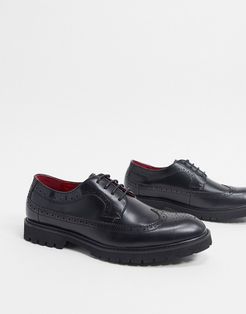lace up leather brogues in black