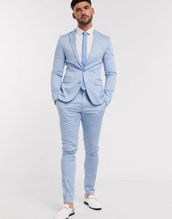 sateen plain super skinny suit pants-Blues