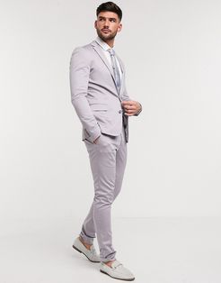 sateen plain super skinny suit pants-Grey