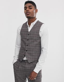 skinny fit brown check suit suit vest