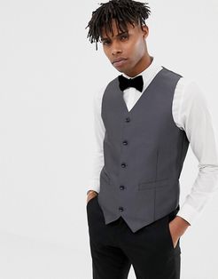 Slim Fit Metallic Suit vest-Grey