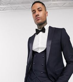 Tall skinny fit tuxedo suit jacket-Navy