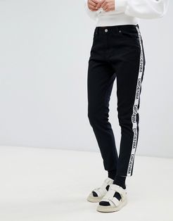 Pepper high rise jean with logo tape-Black