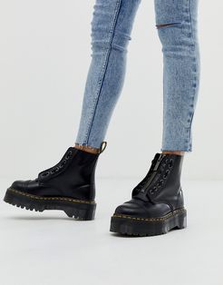 Sinclair Black Leather Zip Chunky Flatform Boots