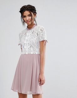 Skater Dress With Corded Lace Upper-Multi