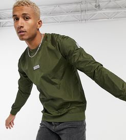 crew sweatshirt in hi-shine khaki exclusive to ASOS-Green