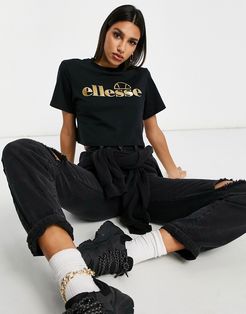 crop t-shirt in black and gold- exclusive to ASOS