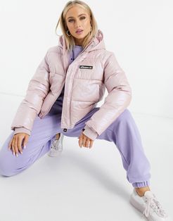 cropped puffer jacket in pearlescent-Cream