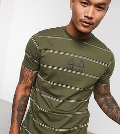 Travisa striped t-shirt in khaki exclusive at ASOS-Green