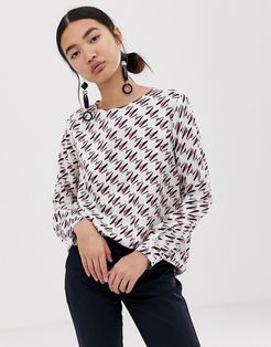 graphic print blouse-White