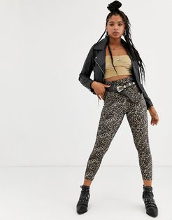 velvet leopard leggings-Multi