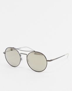 aviator sunglasses in light brown with mirror lens