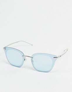 square sunglasses in pastel blue-Blues