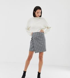 Checked Flare Mini Skirt-Grey
