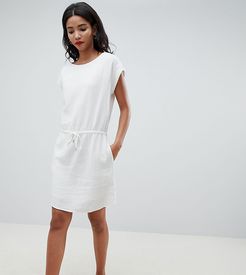 Drawstring Smock Dress-White