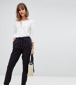 drawstring stripe pants in navy and mustard