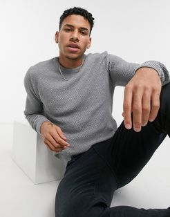 knitted crew neck sweater in light gray-Grey