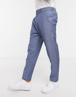 linen cropped pants in blue-Blues