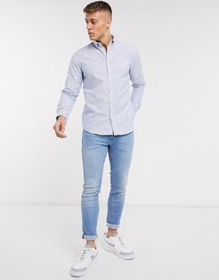 shirt in blue vertical stripe