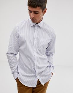 slim fit long sleeve stripe shirt in white