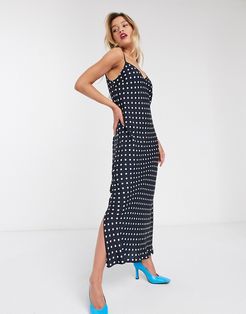 Veva maxi polkadot slip dress in blue-Navy