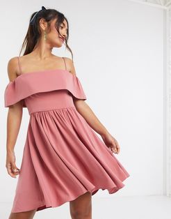 bardot mini dress in dusty rose-Multi