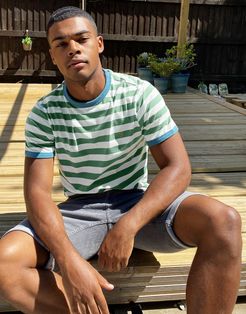 Belgrove striped ringer t-shirt in green