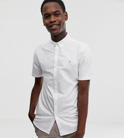 Brewer slim fit short sleeve oxford shirt in white